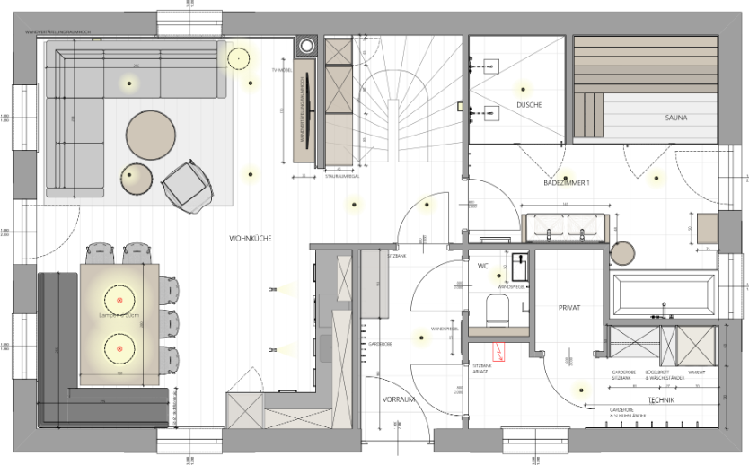 Ground floor plan of the chalet